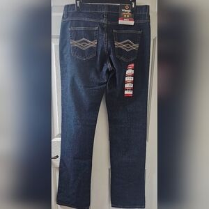 Wrangler Woman's FR Crosshatch Bootcut Mid- Rise Dark Wash Jeans S 11X36 NEW